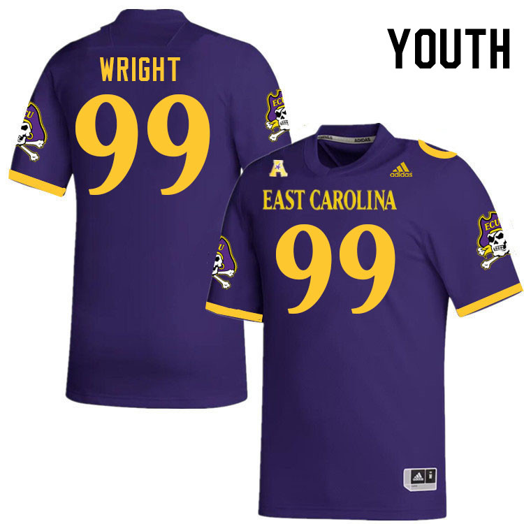 Youth #99 Logan Wright ECU Pirates College Football Jerseys Stitched-Purple